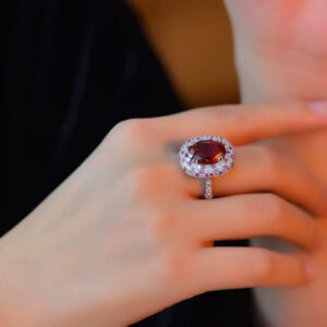 The Moment She Said Yes: Why a Lab Diamond Ring Steals Hearts 1 Lab Diamond Ring-Ruby Pigeon Egg Ring surrounded by small diamonds and rubies_7