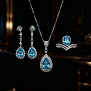 Ocean Blue Sapphire Women's Jewelry Set-Jewelry Overload