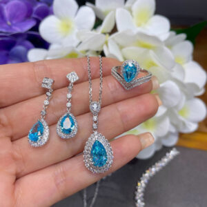 Searching for the Perfect Jewelry Gift Ideas for 2025? Look Here! 1 Ocean Blue Sapphire Women's Jewelry Set_Party Earrings