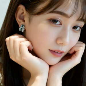 Sterling Silver with Lab Created Emerald Earrings_2